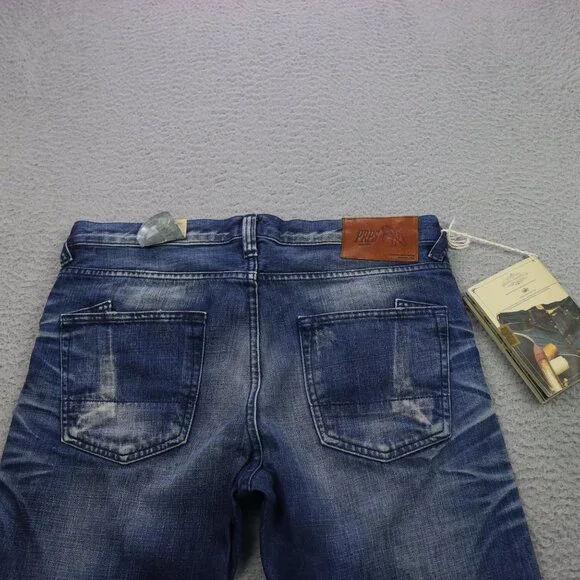 NWT PRPS Rambler Jeans Men 34 Blue Skinny Fit Low Front Rise Button Fly Distress